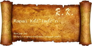 Rapai Kálmán névjegykártya
